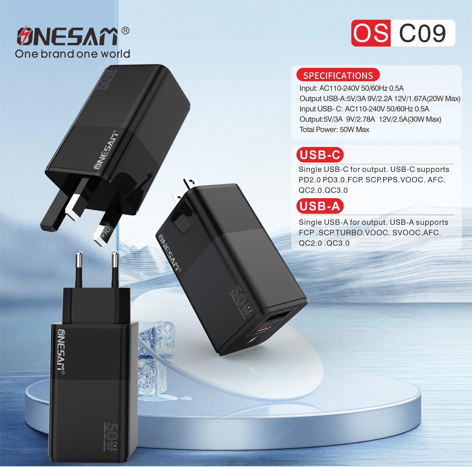 C09-7-scaled-1.jpg Onesam Home charger USB +PD QC20W + PD 30W Max 50W (OS-C09) - Image 7