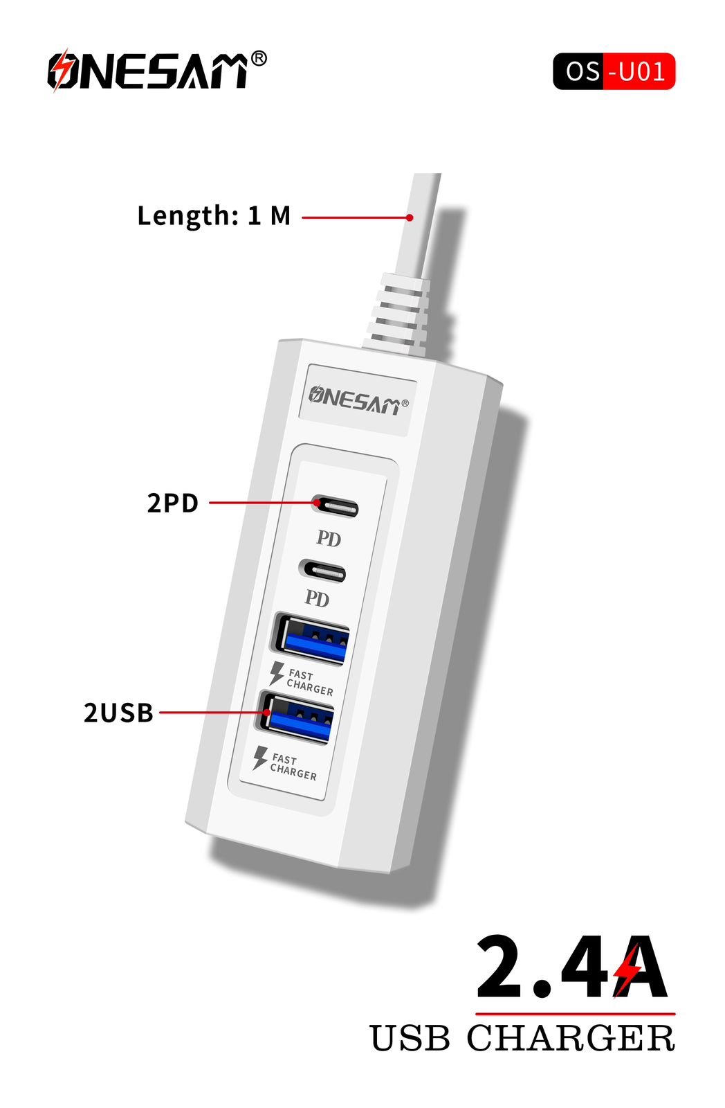 U01-3.jpg Onesam Extension board ULTRA HIGH FAST CHARGER-2PD+2USB (U01) - Image 3