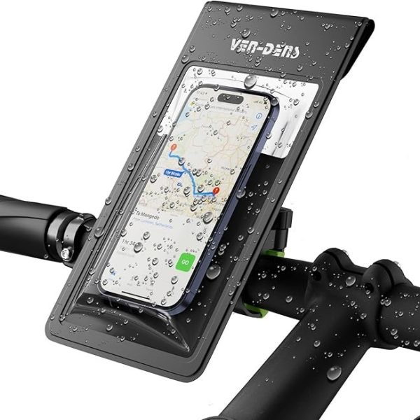Ven-Dens Bike Phone Holder Waterproof, 360° Rotatable, One-Hand Release, Fits Smartphones (VD-HD029)